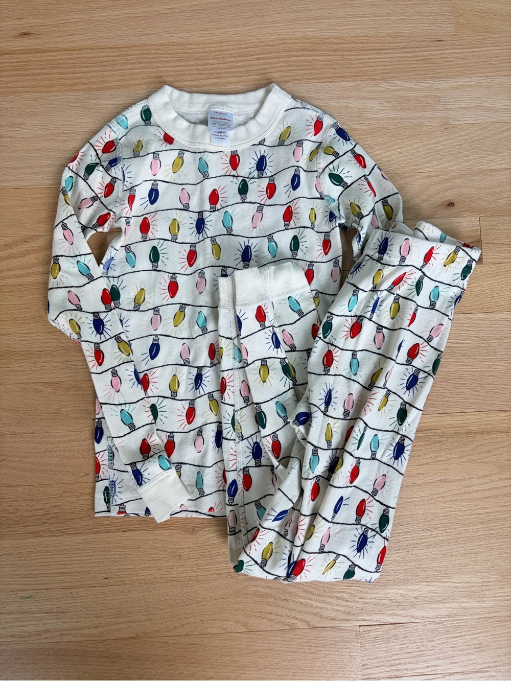 Hanna Andersson Organic Cotton Christmas Lights Pajama Set Size 8 - Picture 1 of 5